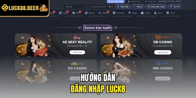 Hướng dẫn đăng nhập LUCK8